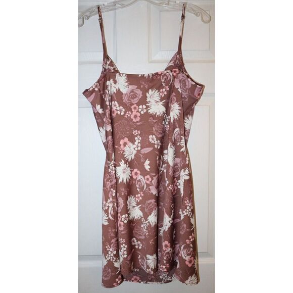 BP.  Women's Sz L Brown Floral Drape Neck Mini Sundress Dress - Picture 8 of 9